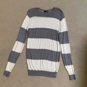 American Apparel Sweater Dress Striped (rugby / polo stripe) - Grey & White - S
